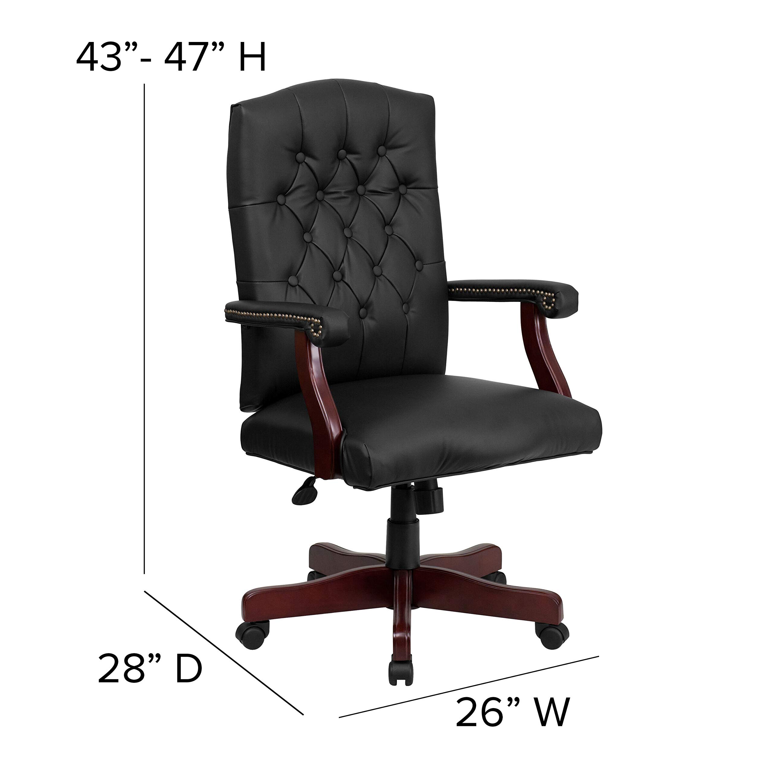Martha Washington Black LeatherSoft Executive Swivel Office Chair with Arms - Ergonomic High Back Desk Chair for Home Office, Conference Room & Executive Suites