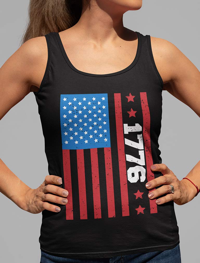 1776 American Flag Shirt - Patriotic Betsy Ross Racerback Tank Top for Men & Women | Perfect for 4th of July, Memorial Day & Veterans Day Celebrations