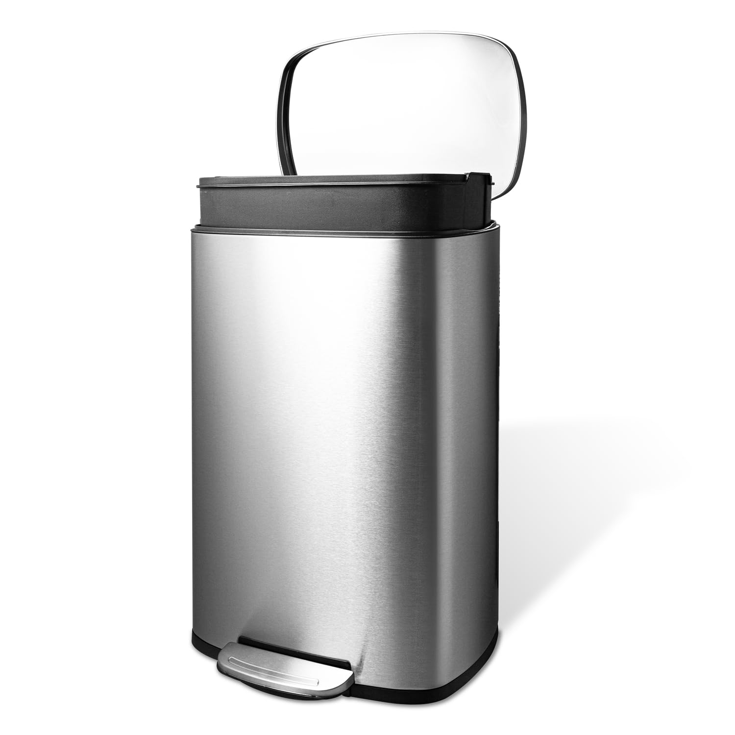 Ninestars SOT-50-8 Step On Trash Can 50L Large Stainless Steel Garbage Bin with Foot Pedal - Perfect for Kitchen, Office, Bathroom & Home Waste Disposal