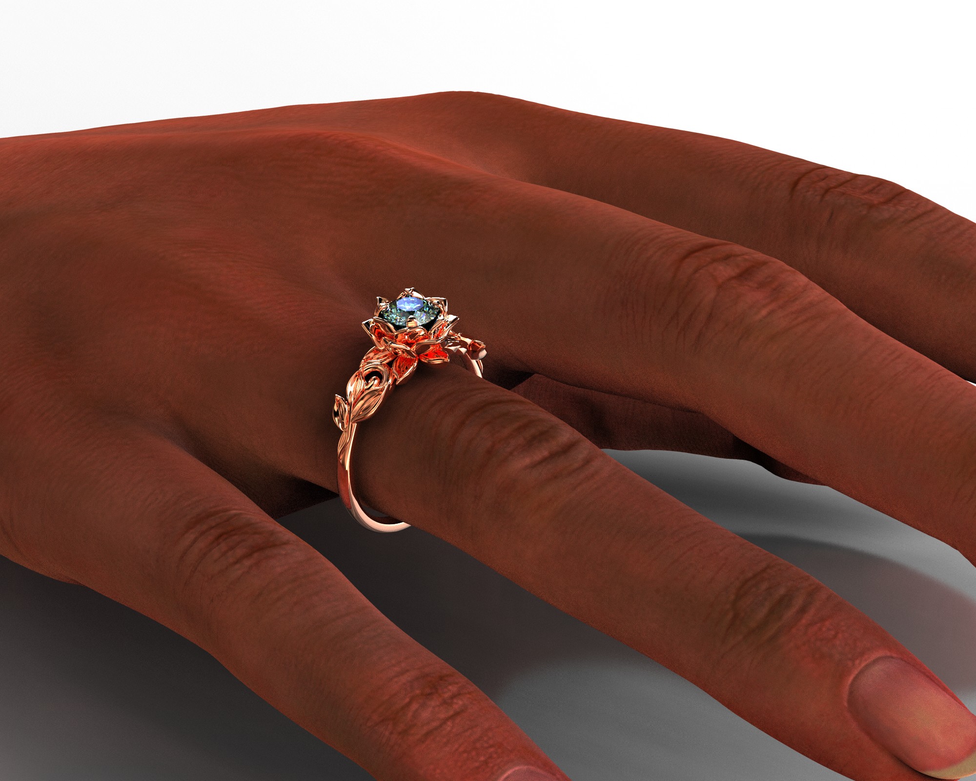 Exquisite Teal Sapphire Flower Engagement Ring for Women – Perfect for Proposals, Anniversaries & Special Occasions