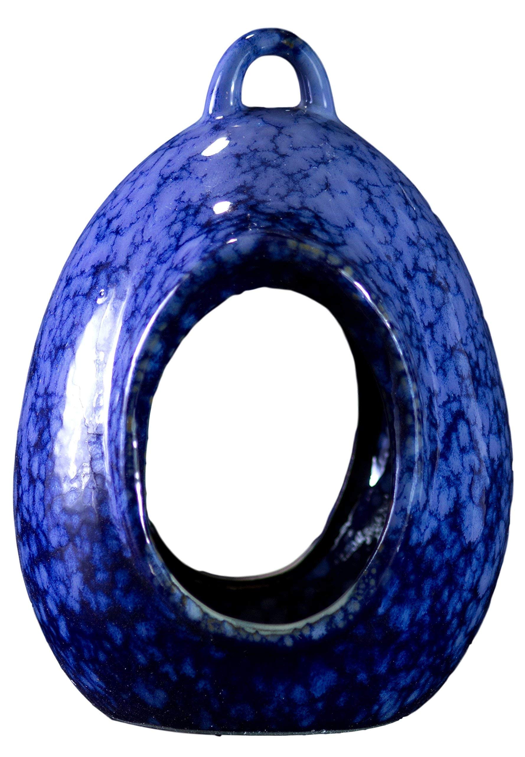 BYER OF MAINE Circle Post Bird Bath in Cobalt Blue with Egg Fly Through Bird Feeder in Mottled Blue - Outdoor Garden Decor for Attracting Wild Birds (Perfect for Backyard, Patio & Bird Watching)