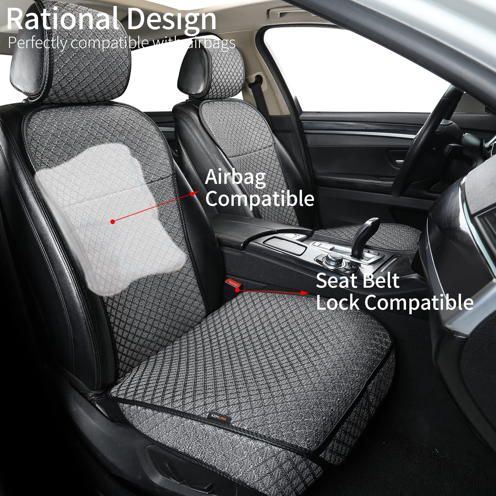 Breathable Universal Car Seat Cover Set of 2 - Front Seat Protector with Airbag Compatibility, All-Season Luxury Cushion for Cars, SUVs & Trucks (Gray) - Perfect for Commuting, Road Trips & Daily Driving Comfort