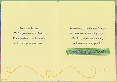 Designer Greetings Preschool Graduation Card - Blue Pyramid of Crayons Congratulations Card for Kindergarten & Pre-K Graduates - Perfect for End-of-Year Celebrations & Teacher Gifts