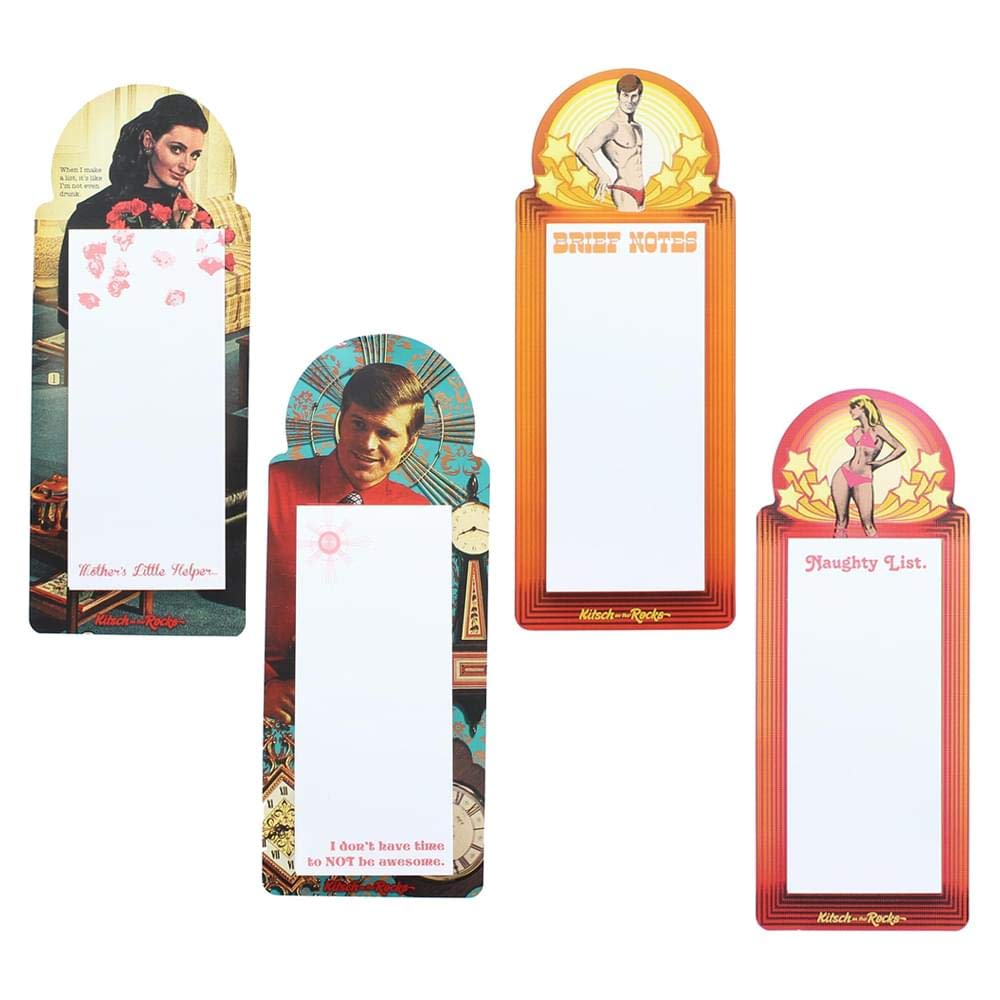 Retro Funny Quote Notepads Set of 4 - Vintage Style Memo Pads for Office, School & Home Use - Cute Stationery Gift Idea for Women & Men