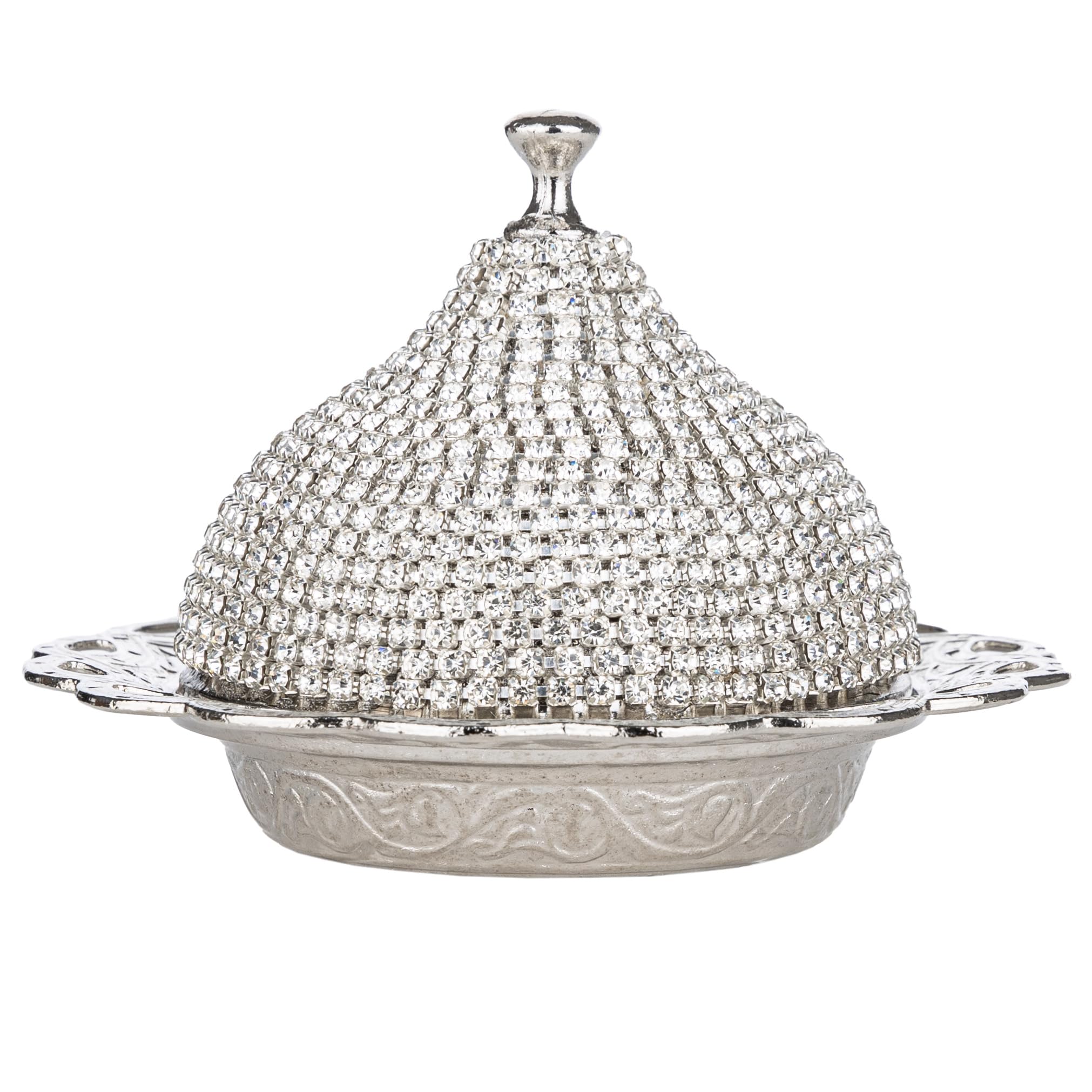 Turkish Coffee Set - 27-Piece Crystal Embellished Zamac Espresso Cups, Saucers & Sugar Bowl with Tray - Silver, Gold & Bronze Color Options - Perfect for Home Entertaining, Gifts & Traditional Coffee Ceremonies