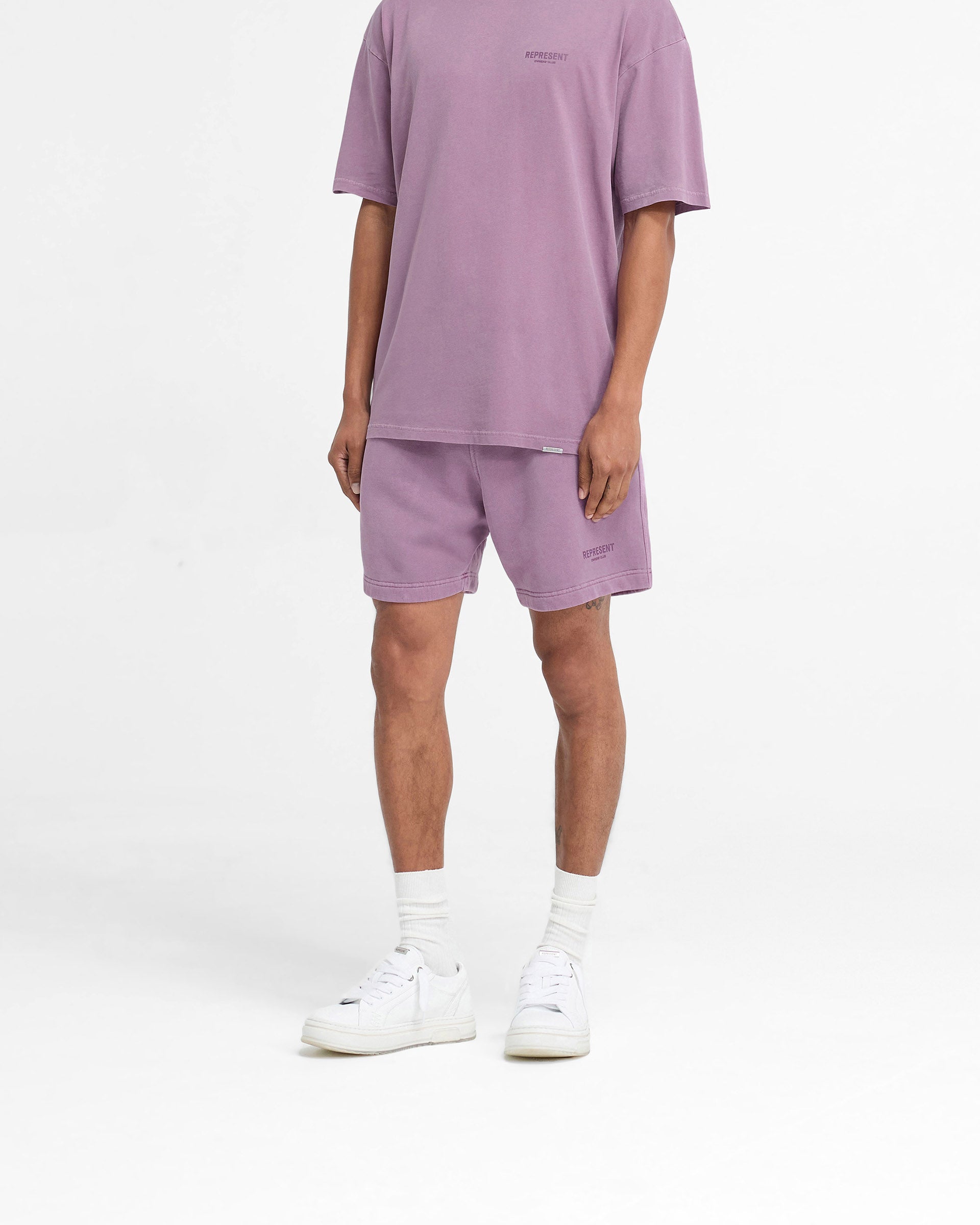 Represent Owners Club Mid Purple Shorts - Comfortable Casual Wear for Gym, Running & Street Style