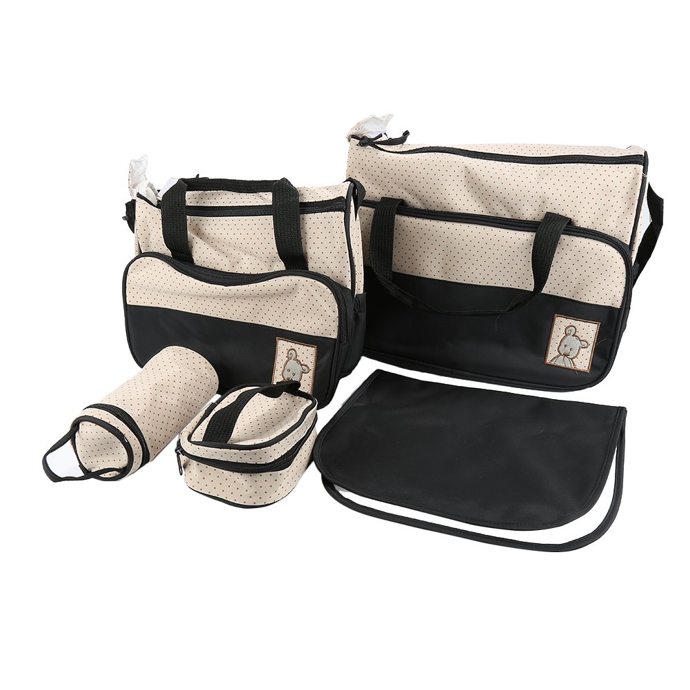 5-Pack Baby Diaper Bags, Multifunctional Travel Changing Bags for Kids & Toddlers - Perfect for Daycare, Outings & Travel (Black)