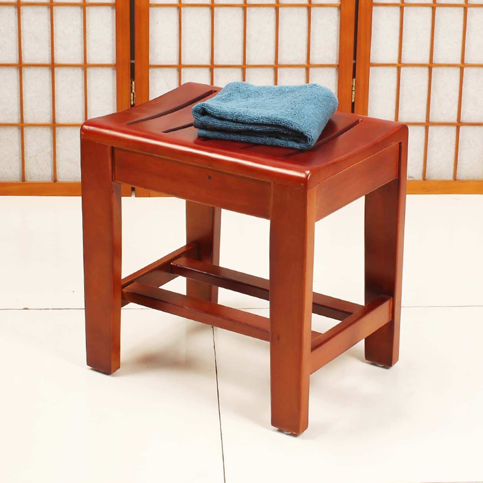 Waterproof Wooden Shower Stool - Spa Bath Seat & Foot Stool for Bathroom, Shower, and Relaxation - Cozy Wooden Bench for Small Spaces - Perfect for Elderly, Kids & Home Spa Use