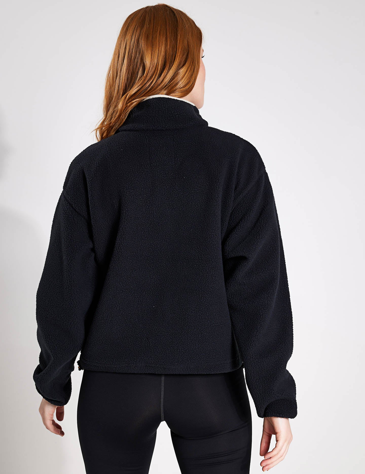 Helvetia Cropped Half Snap Fleece Jacket - Black | Women's Stylish Winter Outerwear for Casual Wear & Outdoor Activities