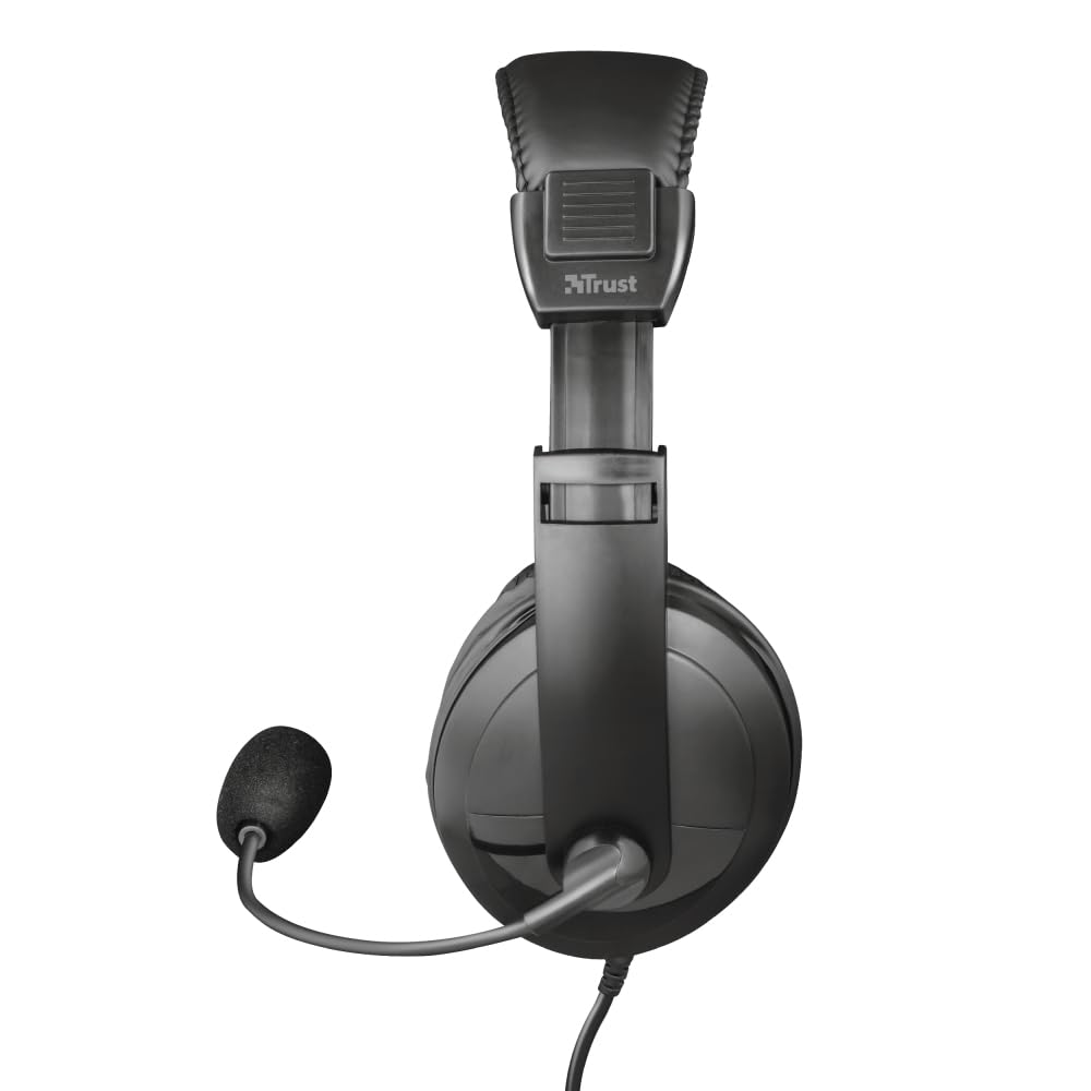 Trust Quasar PC Gaming Headset with Microphone - Stereo Sound Over-Ear Headphones with Noise Cancelling Mic, 3.5mm Jack & Inline Volume Control for Computer, Laptop, Gaming, Zoom Meetings, Online Classes & Remote Work (Black)
