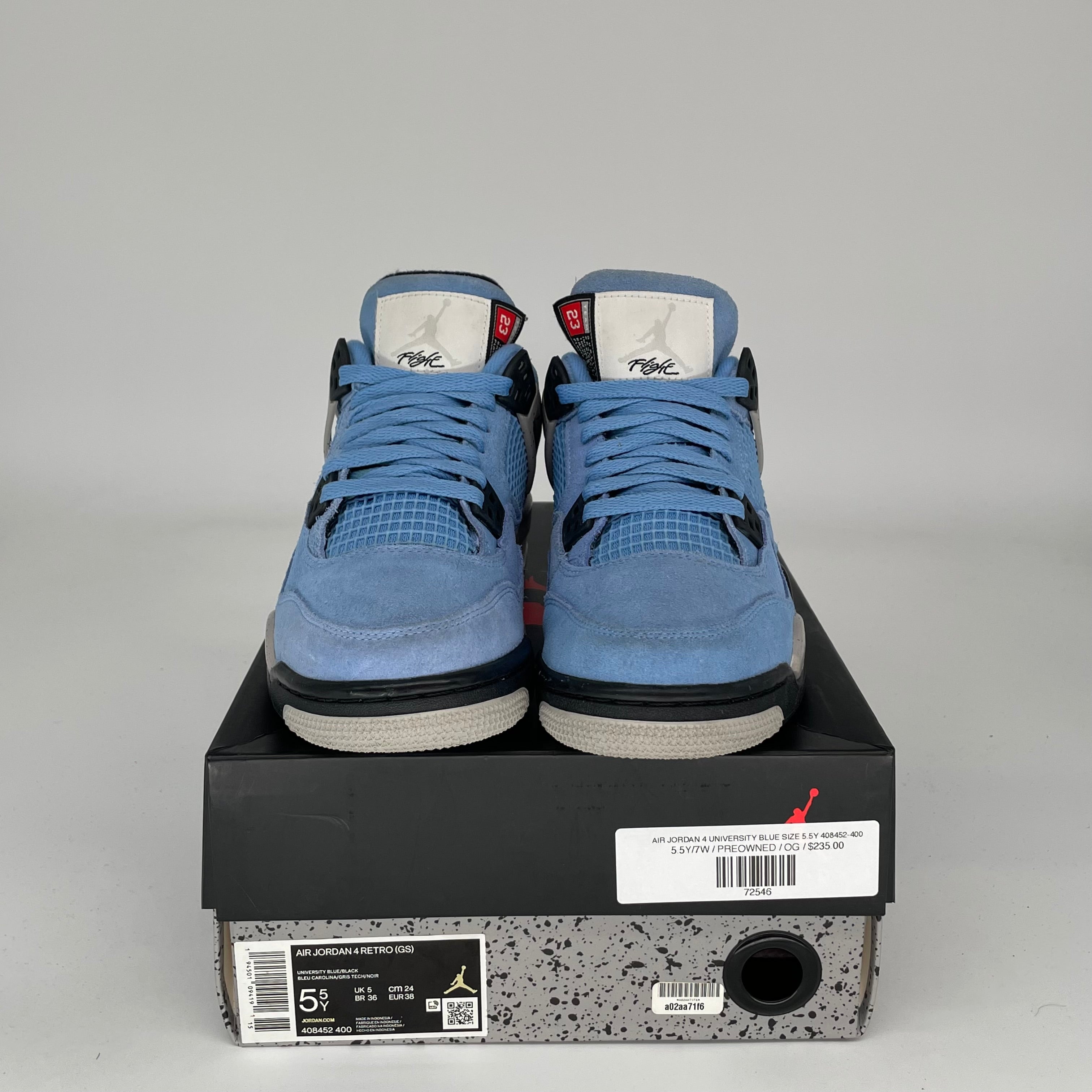 AIR JORDAN 4 UNIVERSITY BLUE MEN'S SNEAKERS SIZE 5.5Y - STYLE 408452-400 | CASUAL WEAR, SPORTS & STREET FASHION