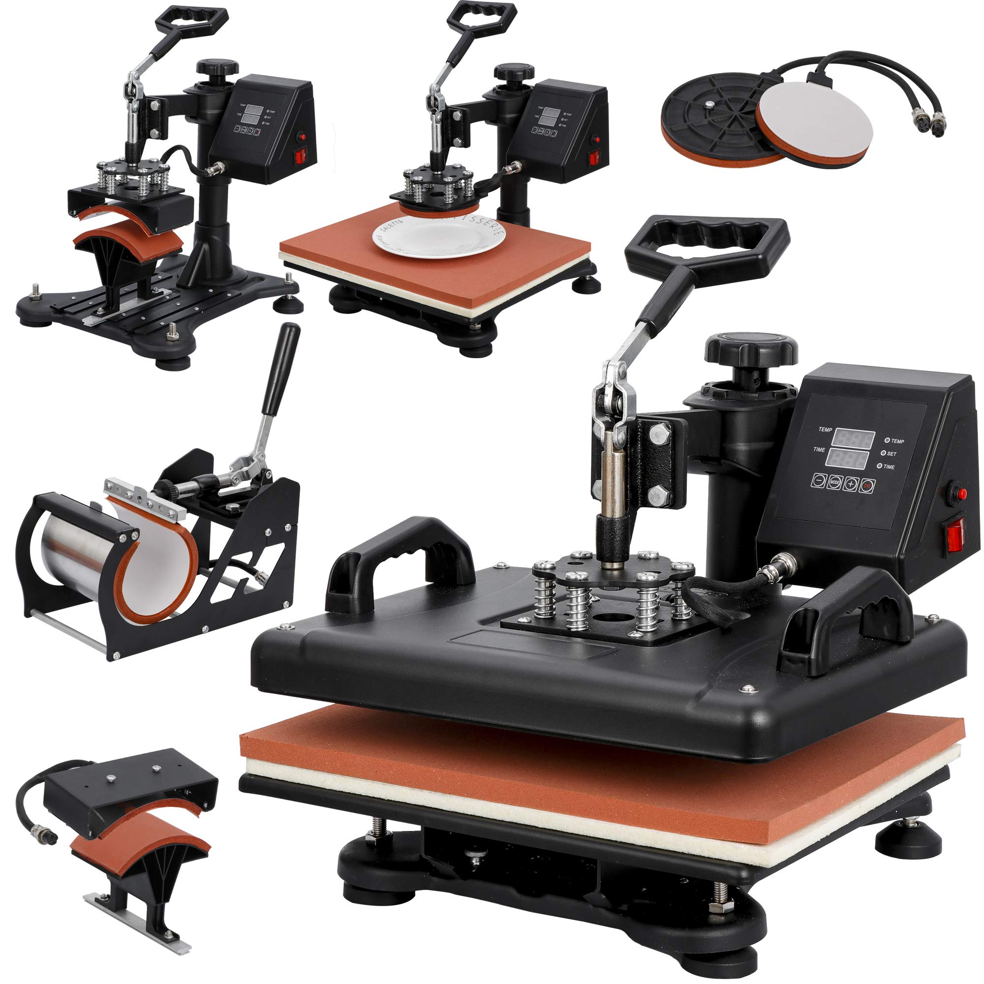 ZENY 5-in-1 Multifunctional Heat Press Machine 12x15 Inch 1200W - T-Shirt, Plate, Cap, Mug & Hat Sublimation Transfer - Perfect for DIY Crafts, Custom Apparel & Small Business Printing