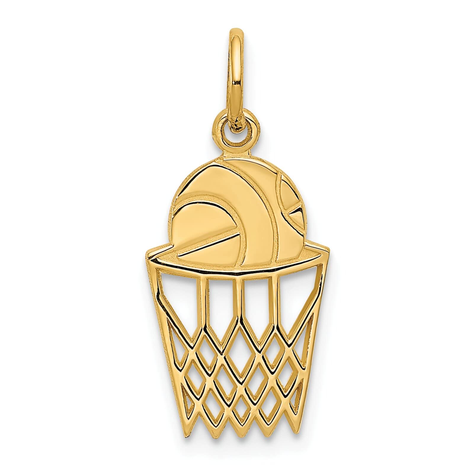 14K Gold Basketball in Net Charm Pendant Necklace - Elegant Sports Jewelry for Basketball Lovers, Gifts for Players & Fans, Game Day Accessories