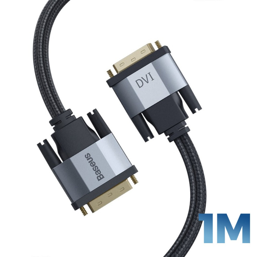 Baseus DVI to DVI Cable 2K HD 24+1 Pin Male to Male 1M/3.3ft - High Speed Digital Video Cable for Monitor, PC, Gaming, Home Theater & Office Setup