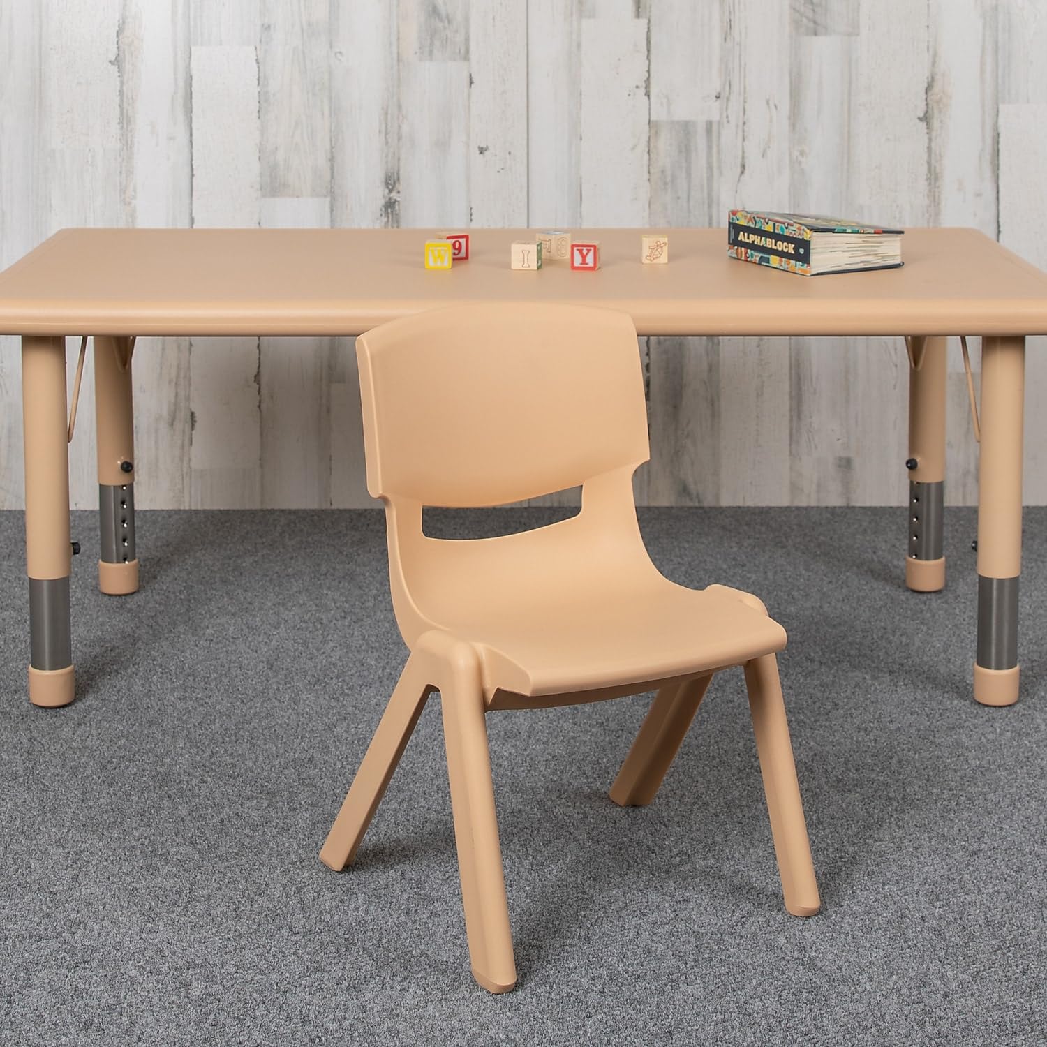 Flash Furniture Whitney 10-Pack Natural Plastic Stackable School Chairs - 10.5