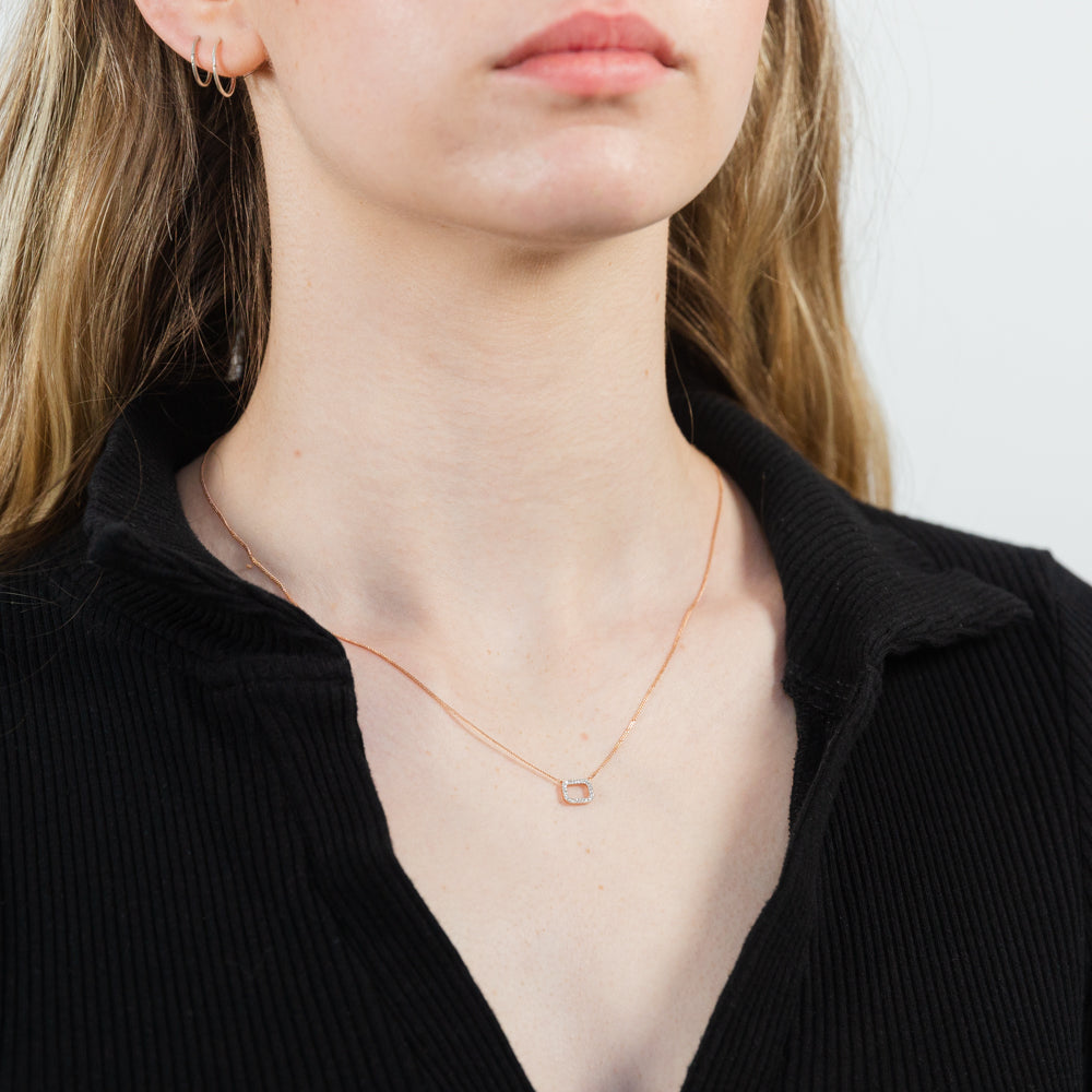 14ct Rose Gold Diamond Pendant Necklace - 24 Brilliant Cut Diamonds on 45cm Chain for Women, Elegant Gift for Anniversary, Valentine's Day & Special Occasions