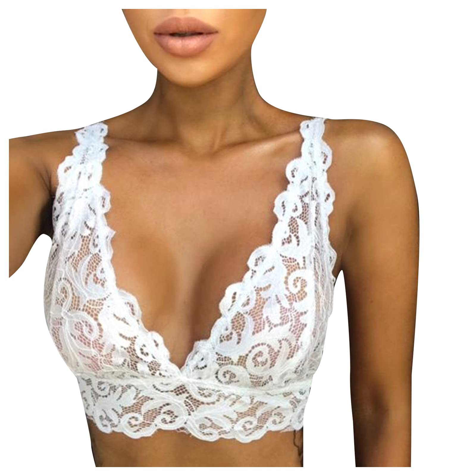 Wirefree Comfort Bra Cami Lingerie - Yoga Tops with Adjustable Garter Belt for Women - Seamless Support for Yoga, Lounge & Intimate Moments (White, XL)