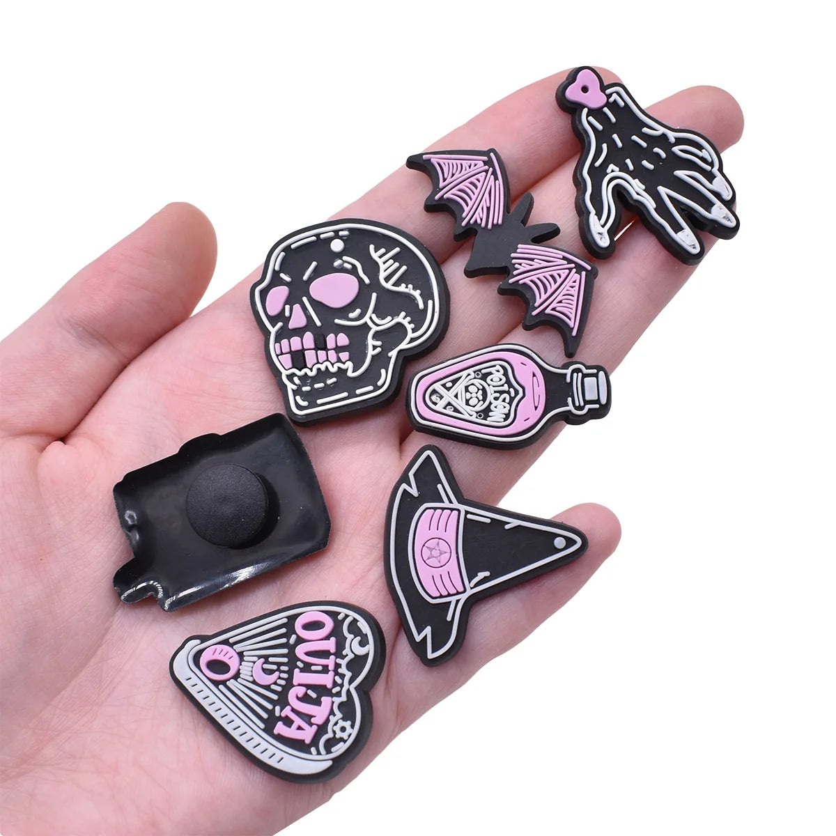 Pink Halloween Shoe Charms for Crocs - Cute Shoe Decorations for Kids & Adults - Perfect for Christmas Parties, Gifts & Costume Accessories