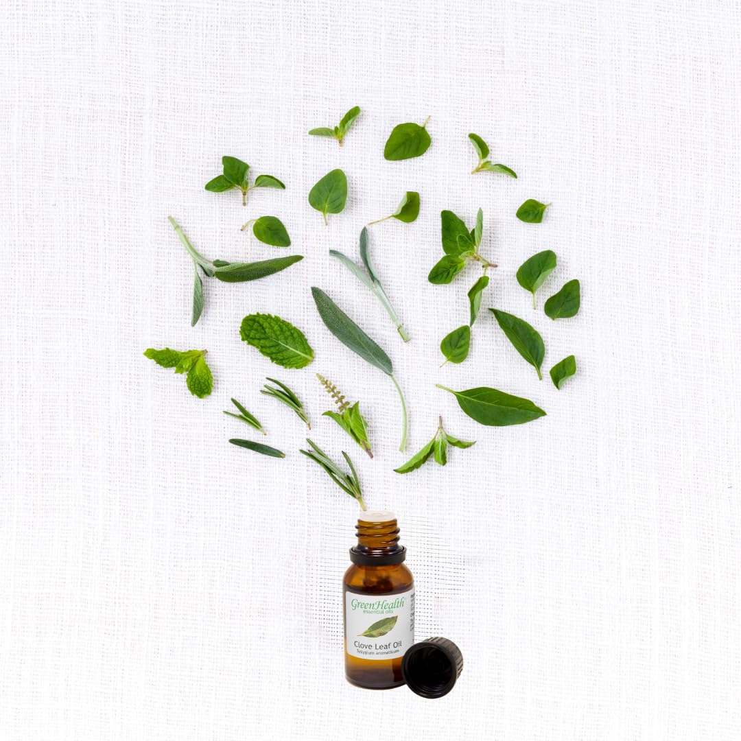 100% Pure Clove Leaf Essential Oil - 2 fl oz (59 ml) Glass Bottle with Cap - Aromatherapy, Diffuser & Massage Oil - GreenHealth Brand for Relaxation & Stress Relief
