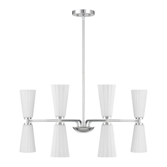 8-Light Crystal Chandelier for Dining Room - Modern Ceiling Lighting Fixture with Glass Shades, Perfect for Home Decor, Bedroom & Living Room