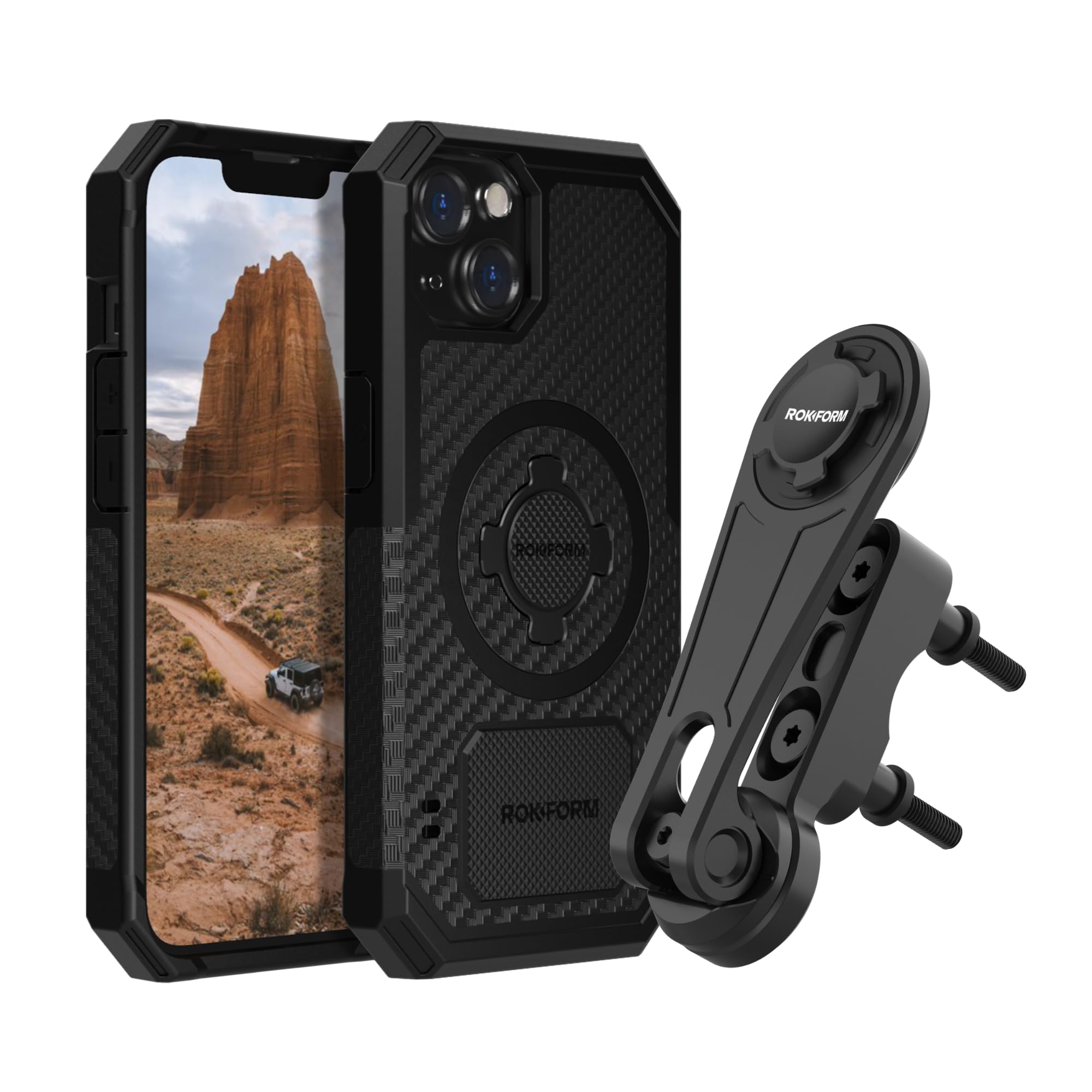 Rokform Rugged iPhone 13 Case with Motorcycle Phone Mount - Shockproof Protective Cover for Biking, Outdoor Adventures & Daily Use