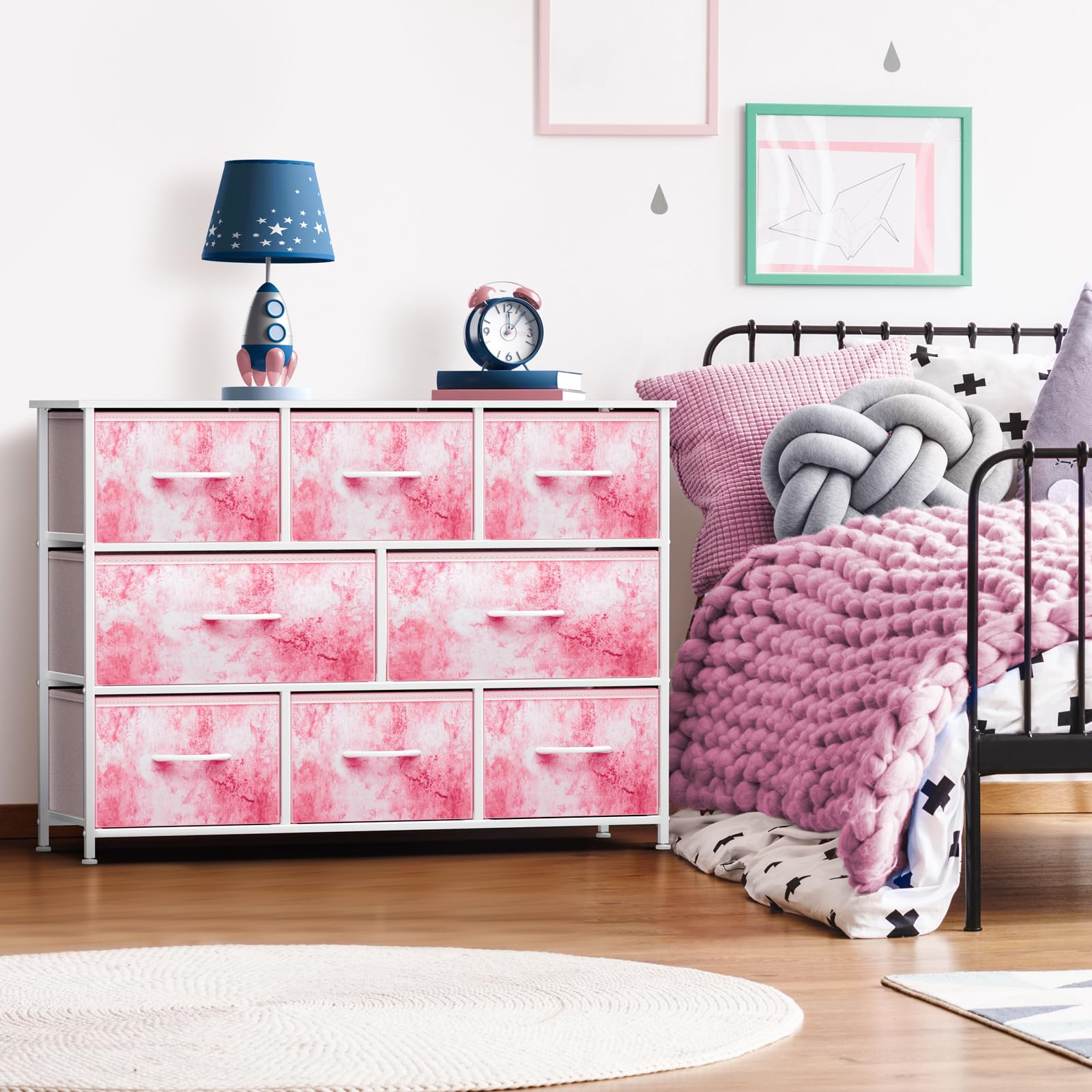 Sorbus 8-Drawer Kids Dresser with Steel Frame & Wood Top - Fabric Bin Organizer for Clothes & Toys - Sturdy Nursery, Bedroom & Closet Storage Furniture - Perfect for Kids Room Organization & Small Space Storage Solutions