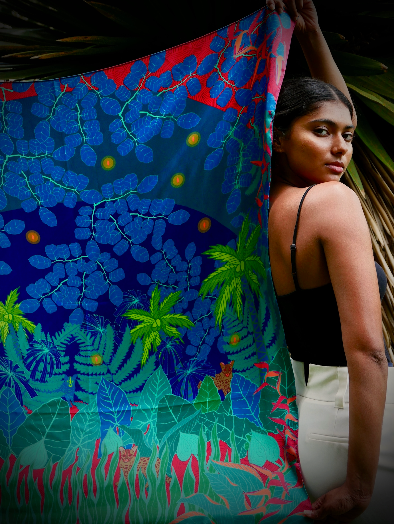Luxury Isle of Wild Cats Premium Silk Scarf - Elegant Fashion Accessory for Women, Gift for Her, Perfect for Parties, Weddings & Special Occasions
