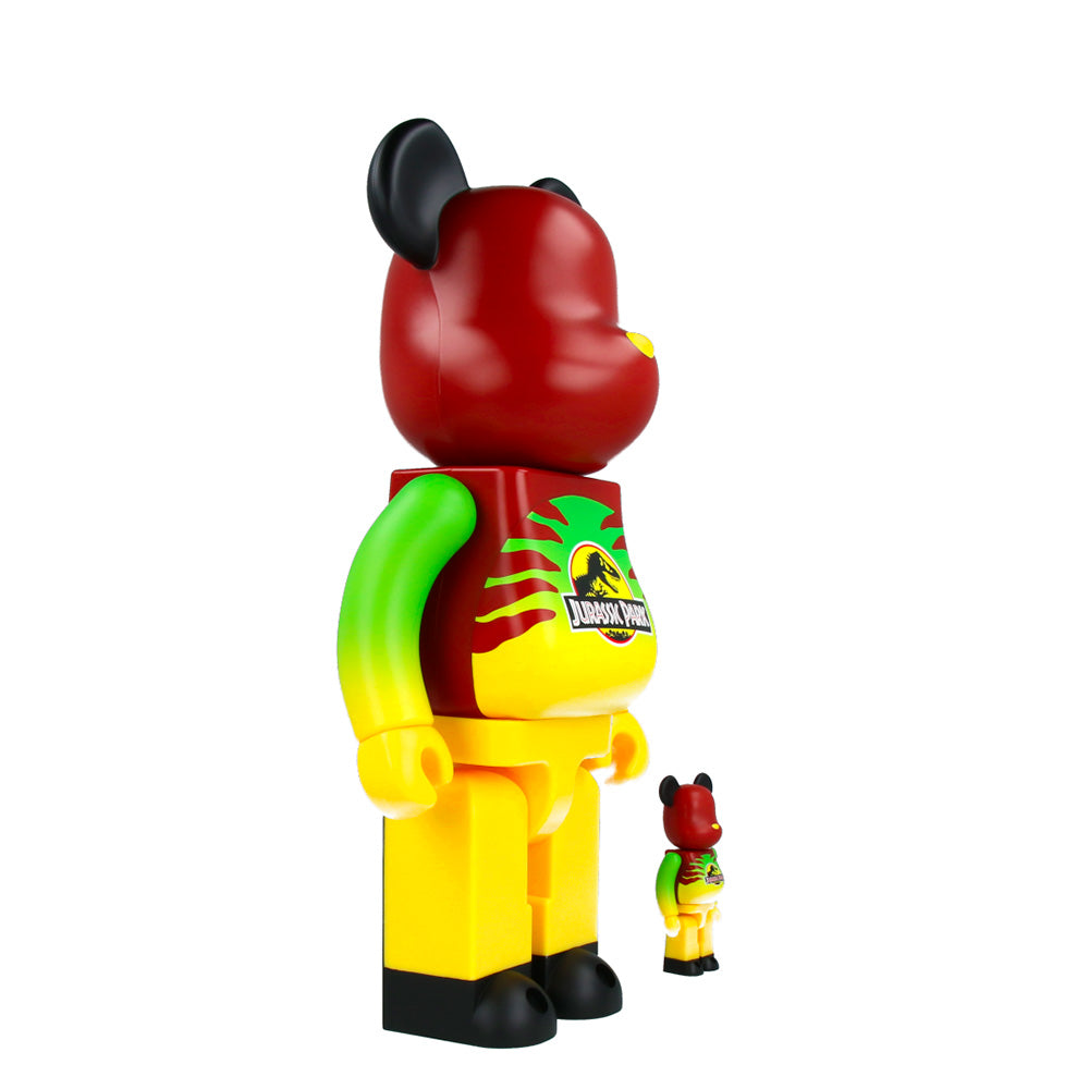 400% + 100% Bearbrick Jurassic Park Collectible Figure (Green & Yellow) - Perfect for Home Display, Office Decor & Anime Fans Collection