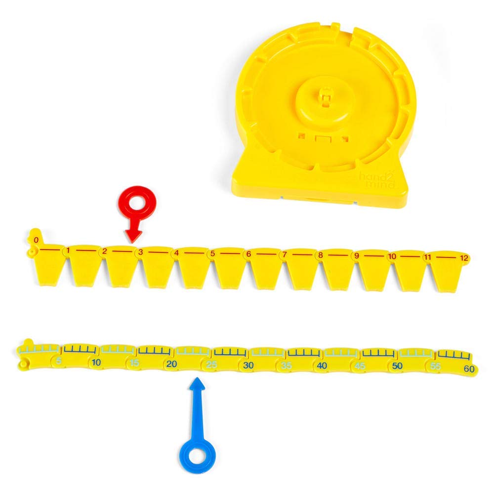hand2mind NumberLine Clock - Learn to Tell Time Teaching Clock for Kids, Analog Classroom Clock Set of 6 | Math Manipulatives for Elementary Students | Perfect for Homeschool & Classroom Time Telling Practice