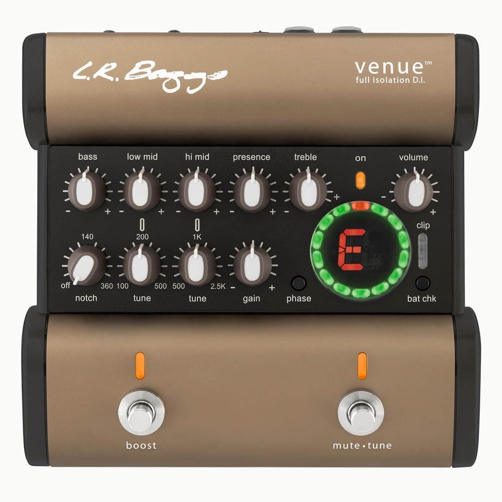 L.R. Baggs Venue DI Acoustic Guitar Preamp & DI Box - Professional EQ, Tuner & Boost for Live Performance & Studio Recording