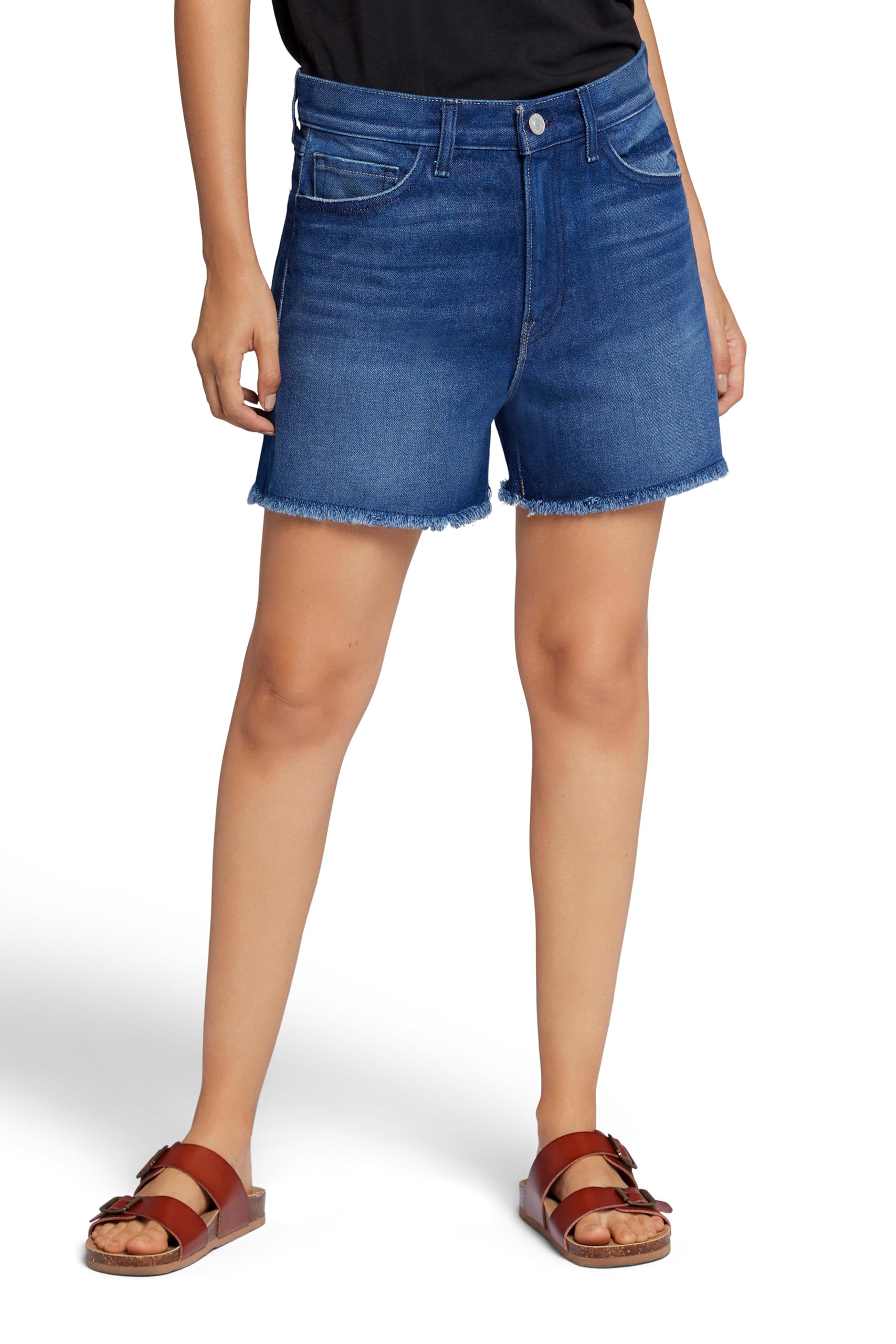 Current/Elliott Women's Distressed Denim Shorts - High Waist Summer Jean Shorts for Casual Outfits & Beach Vacations