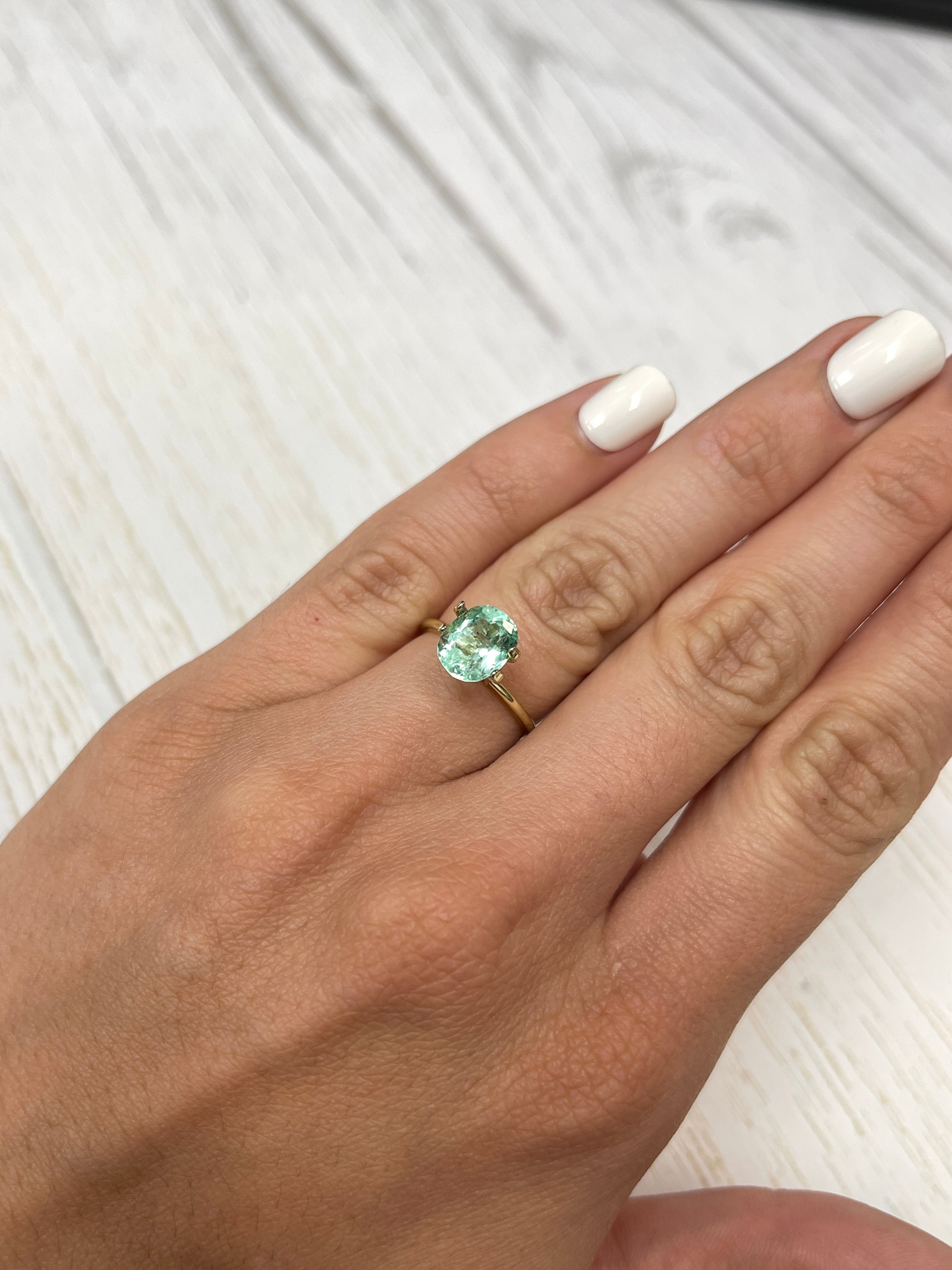 2.10 Carat 9x7mm Natural Colombian Emerald Loose Gemstone - Oval Cut, Sea Foam Green with Freckles | Perfect for Engagement Rings, Necklaces & Custom Jewelry Designs