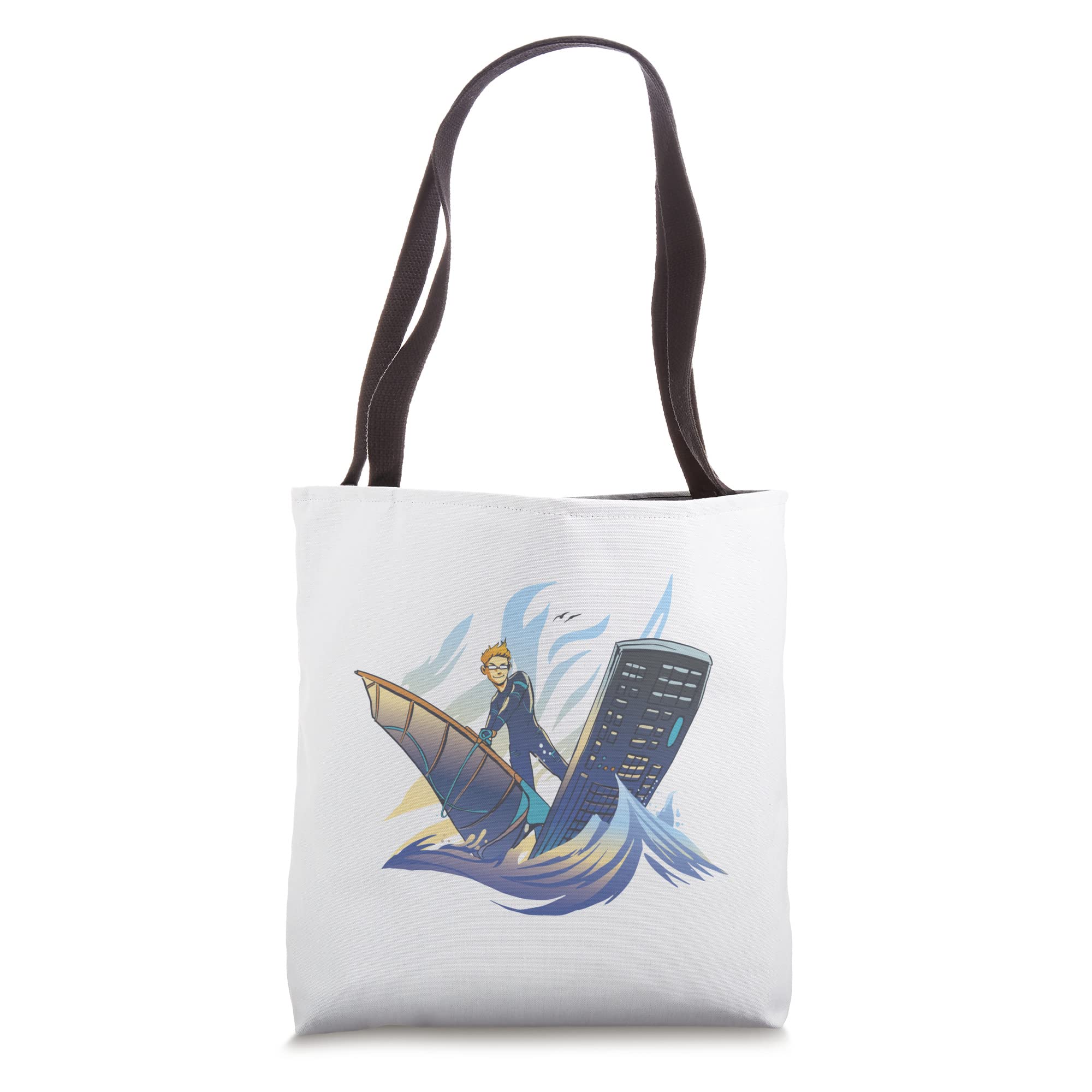 Man Windsurfing On Keyboard - Tech-Inspired Tote Bag for Work, Travel & Everyday Use