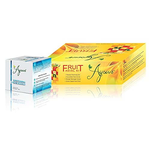 Aysun Fruit Facial Kit & Whitening Cream Bleach (35g) Combo Pack of 2 - Brightening Skincare Set for Glowing Complexion | Perfect for Daily Beauty Routine & Special Occasions