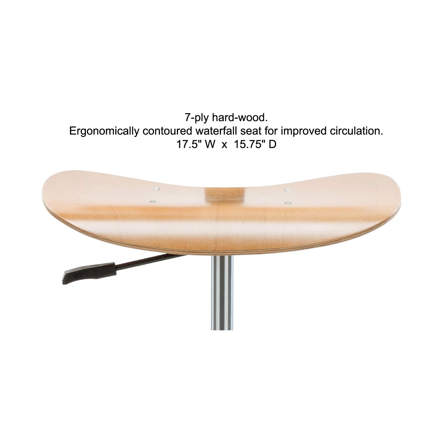 Ergonomic Perch Wood Rolling Pneumatic Chair - Adjustable Backrest & Seat Height for Hardwood or Tile Floors - Office Desk Chair with Smooth Casters - Perfect for Home Office, Gaming & Workspace Use