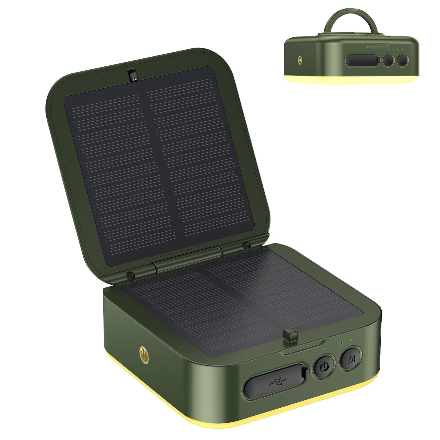 Solar Camping Lantern - 1000LM Collapsible LED Light with 5200mAh Battery, 5 Modes & IPX4 Waterproof - USB/Solar Rechargeable for Hiking, Emergency, Backpacking & Outdoor Adventures (Green)