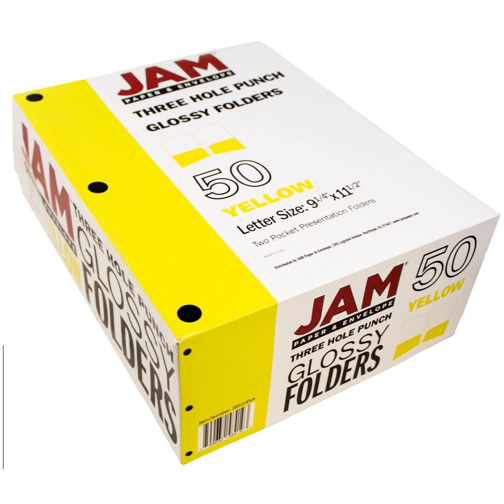 JAM PAPER Laminated Two Pocket Glossy 3 Hole Punch School Folders - Letter Size 8.5
