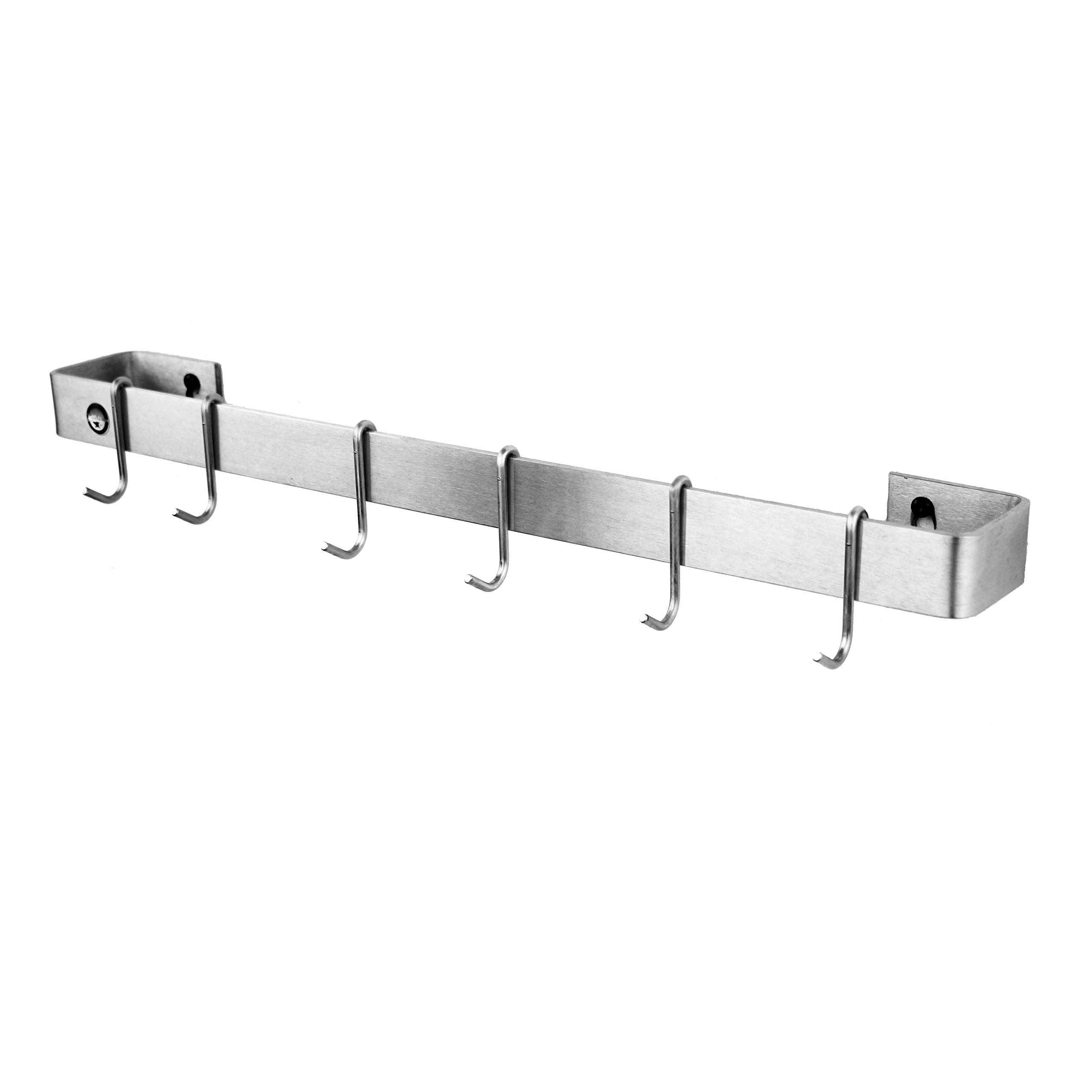 Enclume Premier 24-Inch Stainless Steel Wall Mounted Pot Rack & Utensil Bar - Organize Kitchen Cookware & Save Counter Space - Perfect for Small Kitchens, Restaurants & Home Chefs