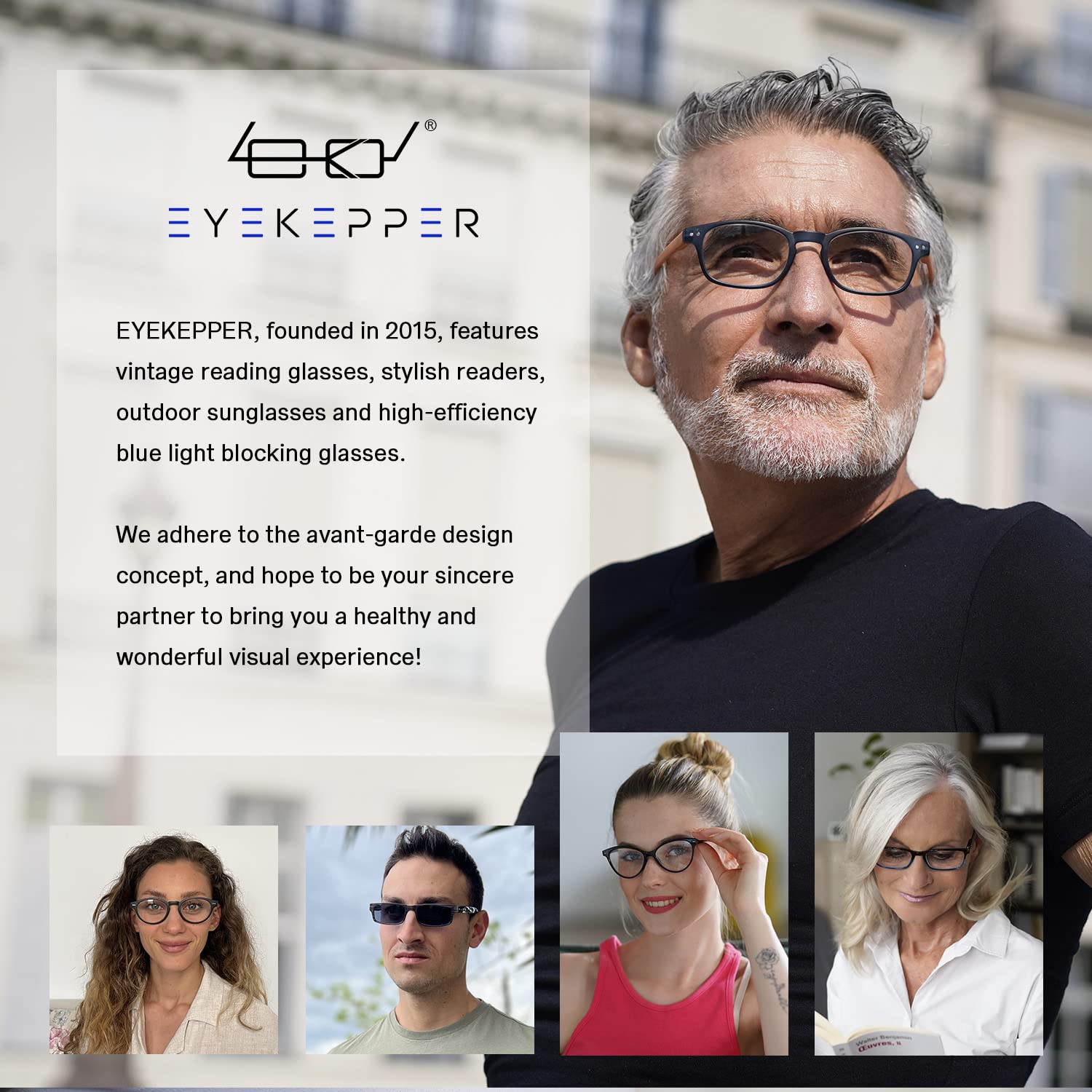 Eyekepper Classic Rectangular Computer Reading Glasses with Spring Hinges & Orange Tinted Lenses - Blue Light Blocking for Screen Use, Office Work & Reading Comfort