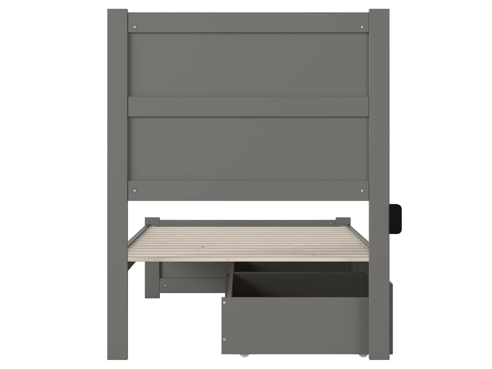AFI NoHo Twin XL Size Platform Bed with Footboard & Storage Drawers in Grey - Space-Saving Bedroom Furniture for Small Apartments, Dorms & Guest Rooms