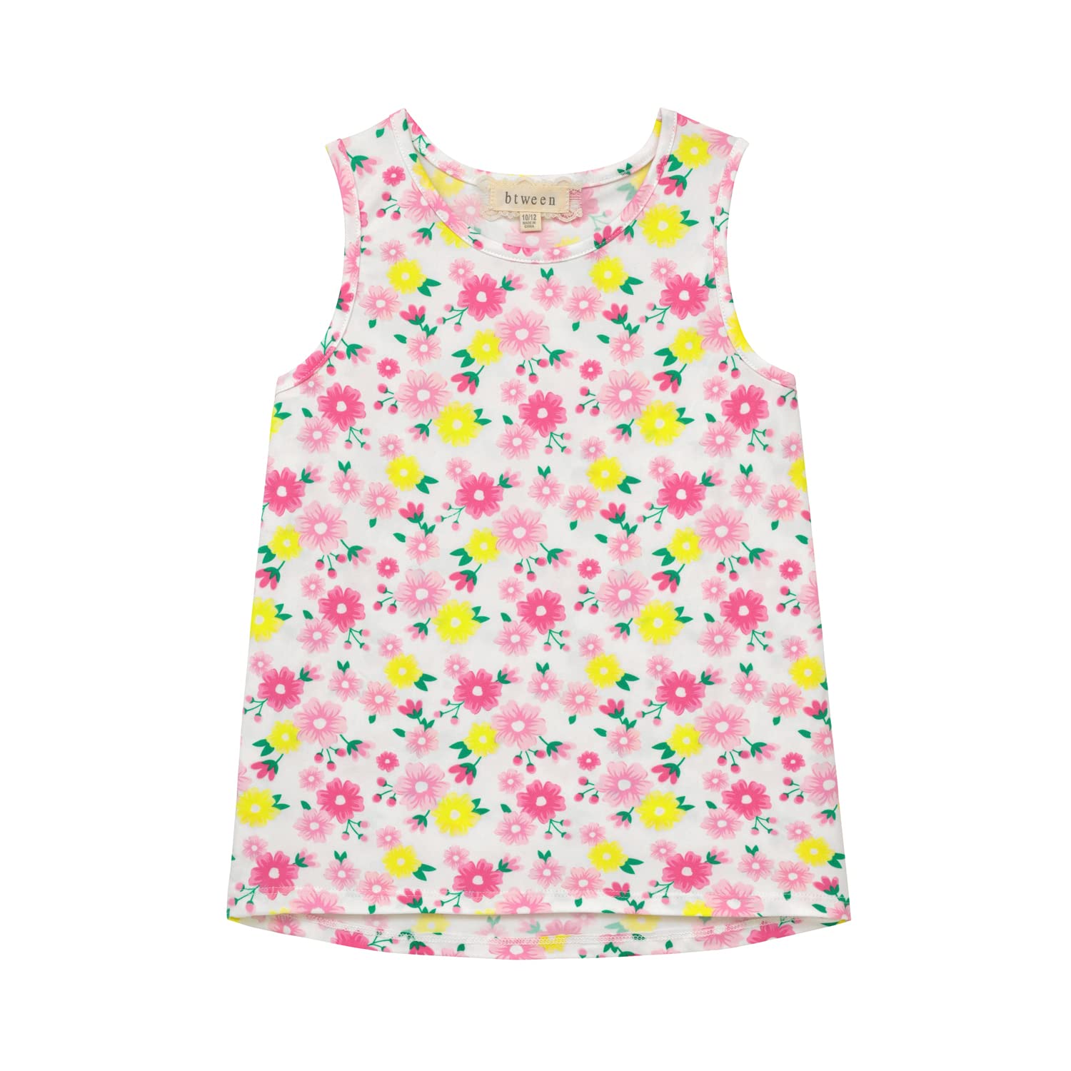 BTween Girls 4-Pack Cotton Blend Summer Tank Tops - Fashionable Mixed Colors Outfits for Playdates, Beach Trips & Summer Vacations
