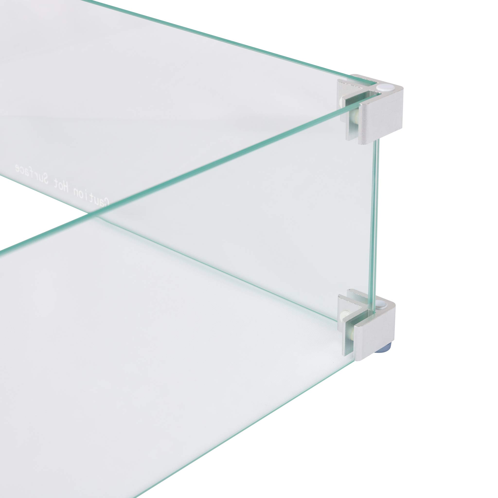 Fire Sense 63247 22.5 Inch Square Clear Tempered Glass Wind Guard for Propane Gas Fire Pits & Patio Heaters - Best Flame Viewing Experience - Perfect for Outdoor Gatherings, Backyard Patio, and Camping Nights