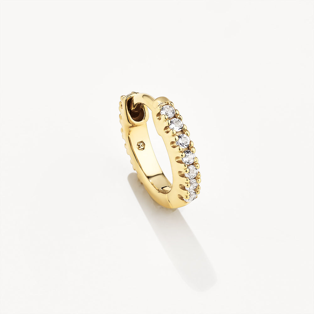 White Topaz Rainbow Huggie Earrings in Gold – Elegant & Dainty Hoop Earrings for Women – Perfect for Everyday Wear, Parties & Special Occasions