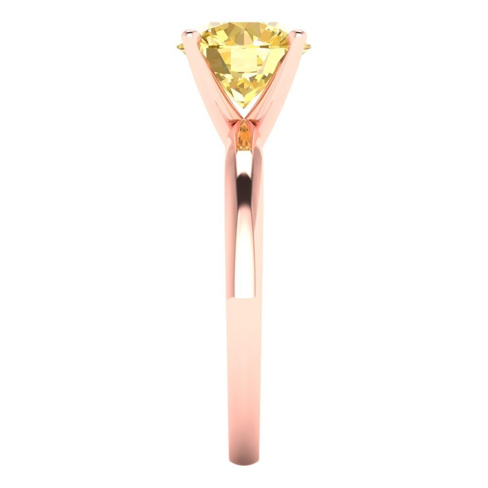 2.0 Carat Round Cut Natural Yellow Citrine Solitaire Engagement Ring in 14K Rose Gold – Perfect for Bridal, Anniversary & Designer Jewelry Gifts