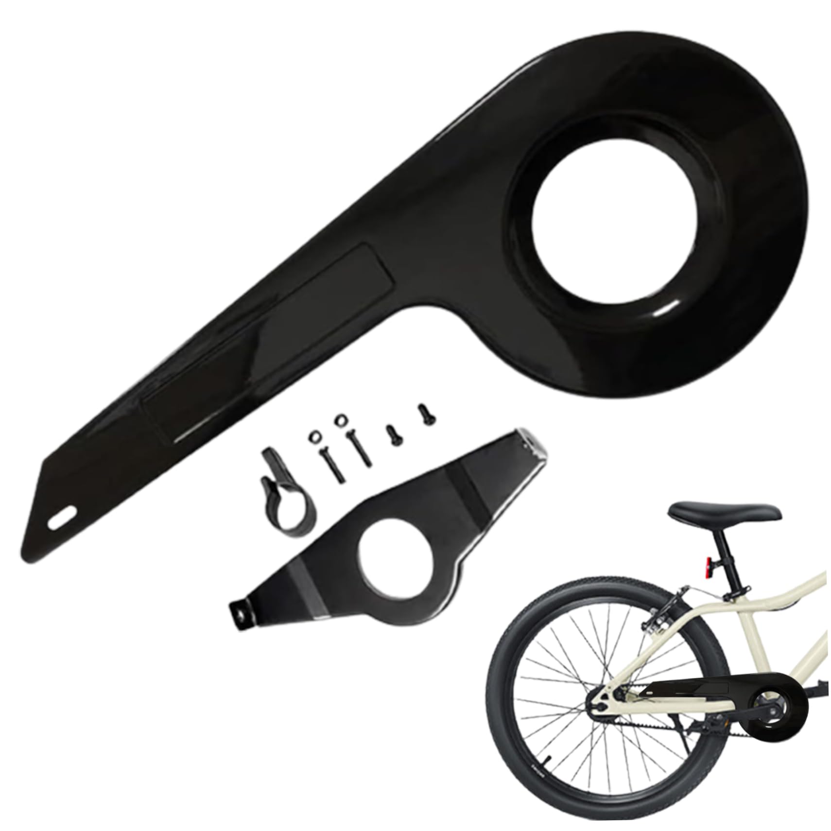 Universal Bike Chain Guard Cover - Fits 32-36 Teeth Sprockets, Durable Chainring Protector for Mountain/Road/Kids Bikes (Black) | Prevent Dirt & Protect Clothing During Commuting, Trail Riding & Family Cycling