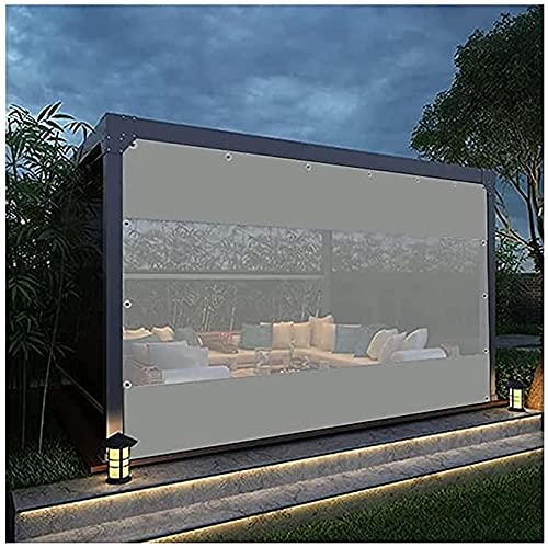 GZHENH Clear Waterproof Outdoor Tarp Curtain - Heavy Duty Weather Resistant Patio Cover for Pergola, Porch, Gazebo & Cabana - Rustproof Grommets & Customizable Size (Perfect for Outdoor Dining, Poolside Lounging & Indoor Room Dividers)