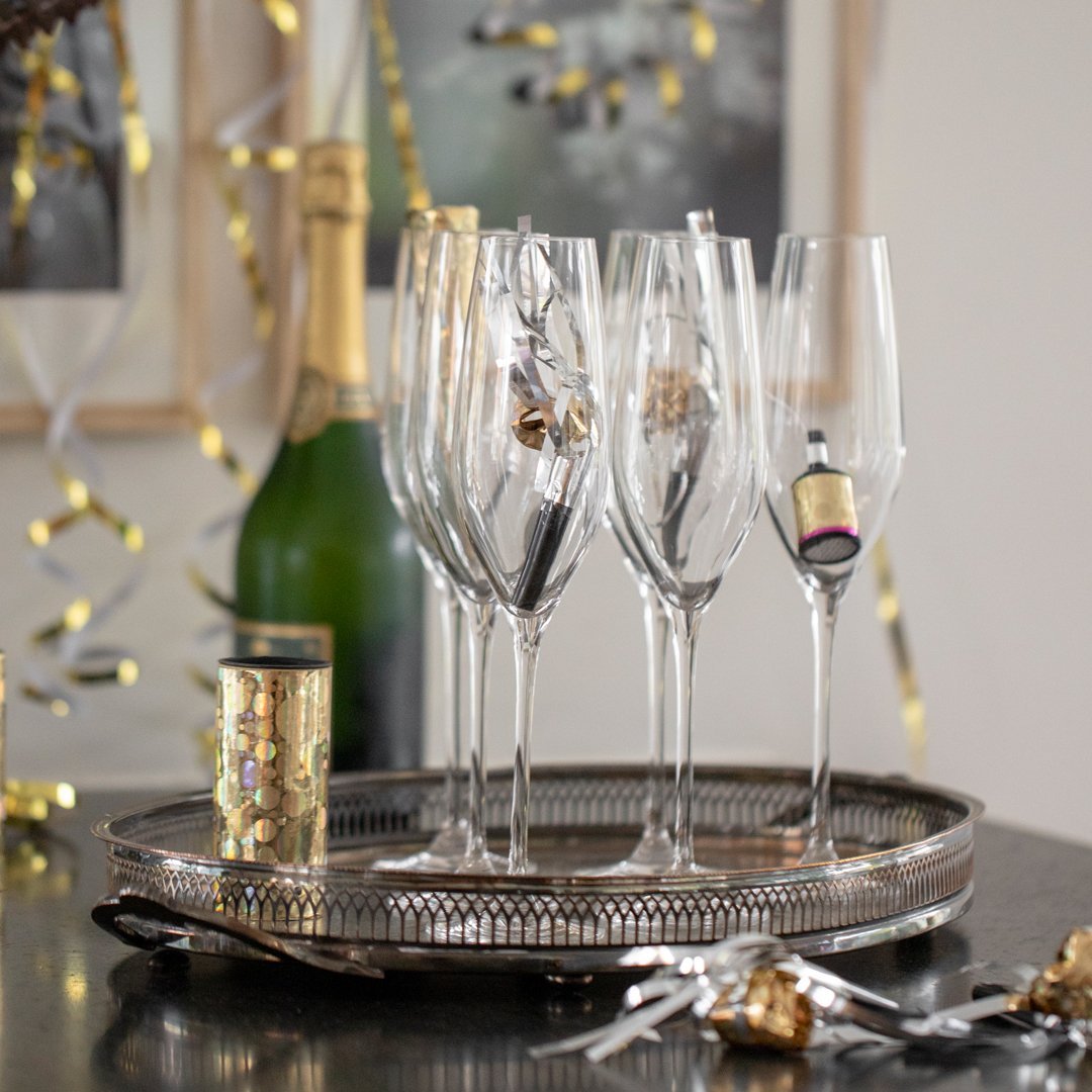 Premium Cabernet Champagne Glasses Set of 6 - Elegant Crystal Wine Goblets for Toasting & Celebrations - Perfect for Weddings, Anniversaries & Special Occasions