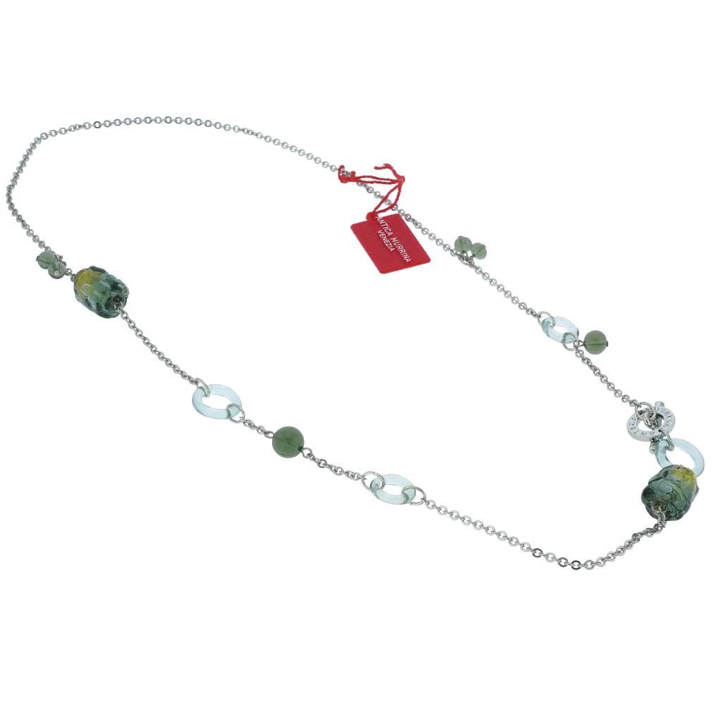 Venetian Murano Glass Air Necklace - Silver Grey Pendant | Elegant Jewelry for Women, Perfect Gift for Birthday, Anniversary & Special Occasions