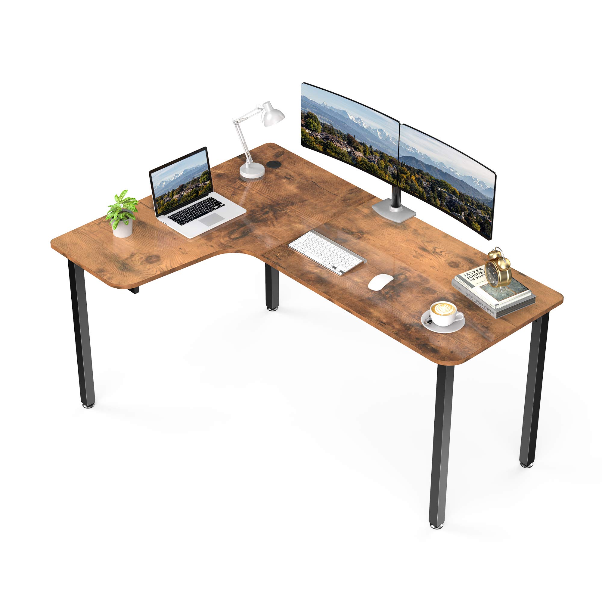 EUREKA ERGONOMIC 61 Inch L-Shaped Computer Corner Desk for Home Office, Gaming & Study - Space Saving Design with Mouse Pad, Easy Assembly (Left Side, Brown) - Perfect for Small Spaces & Multi-Monitor Setups