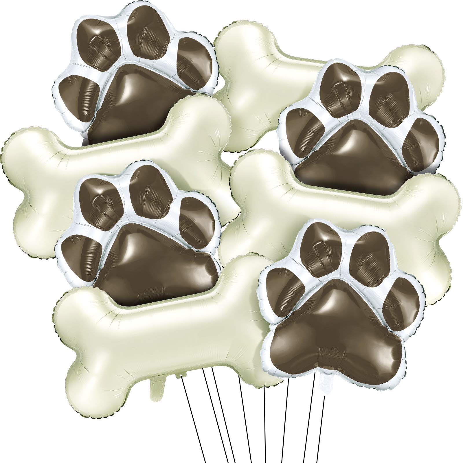 8-Piece Dog Balloons Set for Birthday Party Decorations - 4 Foil Dog Bone & 4 Helium Paw Print Balloons | Perfect for Pet Puppy Parties, Baby Showers & Dog-Themed Events (Coffee Color) - Create Paw-some Celebrations for Your Furry Friend!